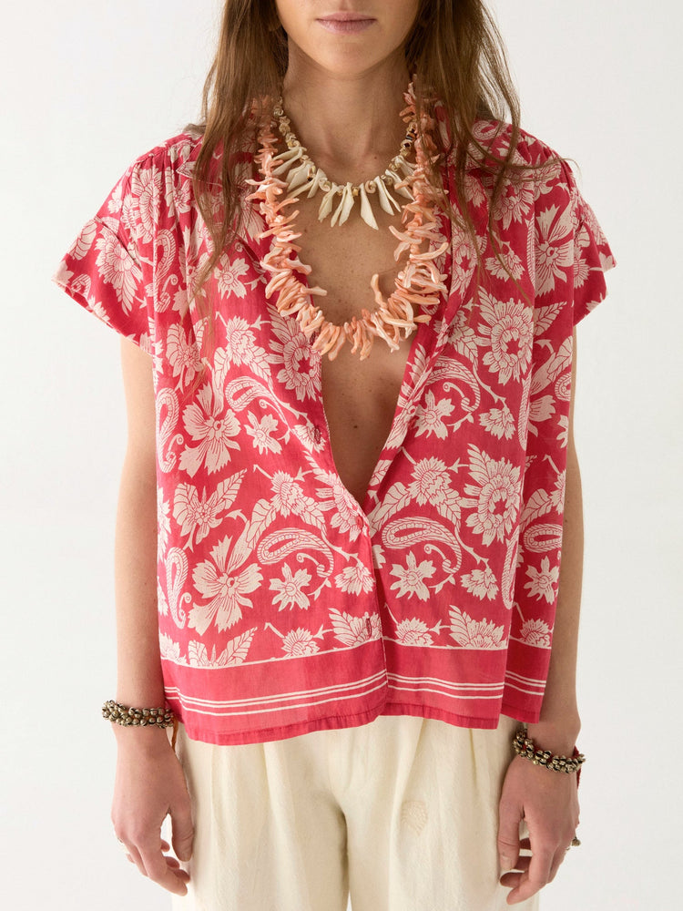 Bobby Short Sleeved Blouse in Red