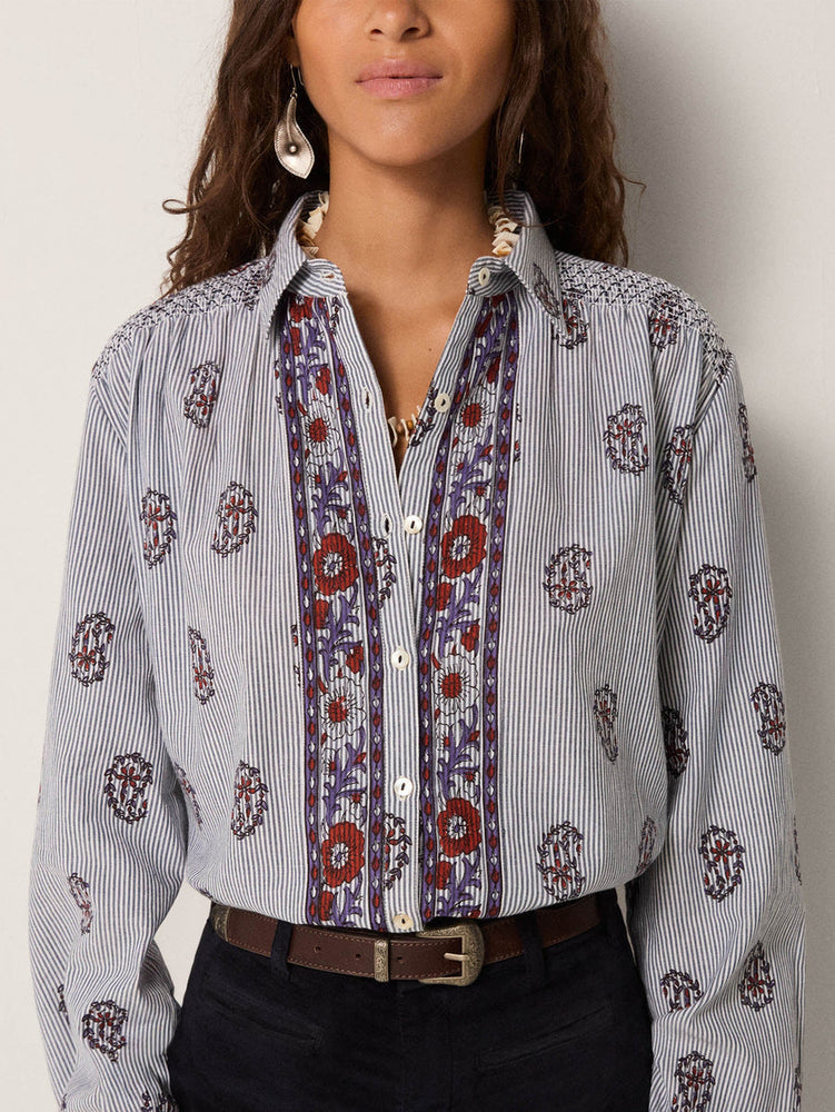 Sophie Blouse In Striped Meadow