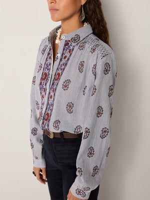Sophie Blouse In Striped Meadow