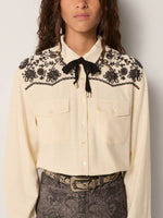 Patti Blouse In Off White & Charcoal
