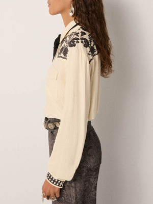 Patti Blouse In Off White & Charcoal