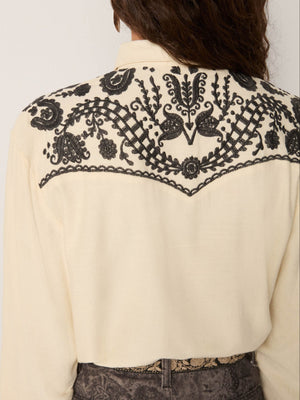 Patti Blouse In Off White & Charcoal