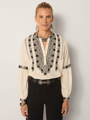 Bruna Orchid Blouse In White Lies