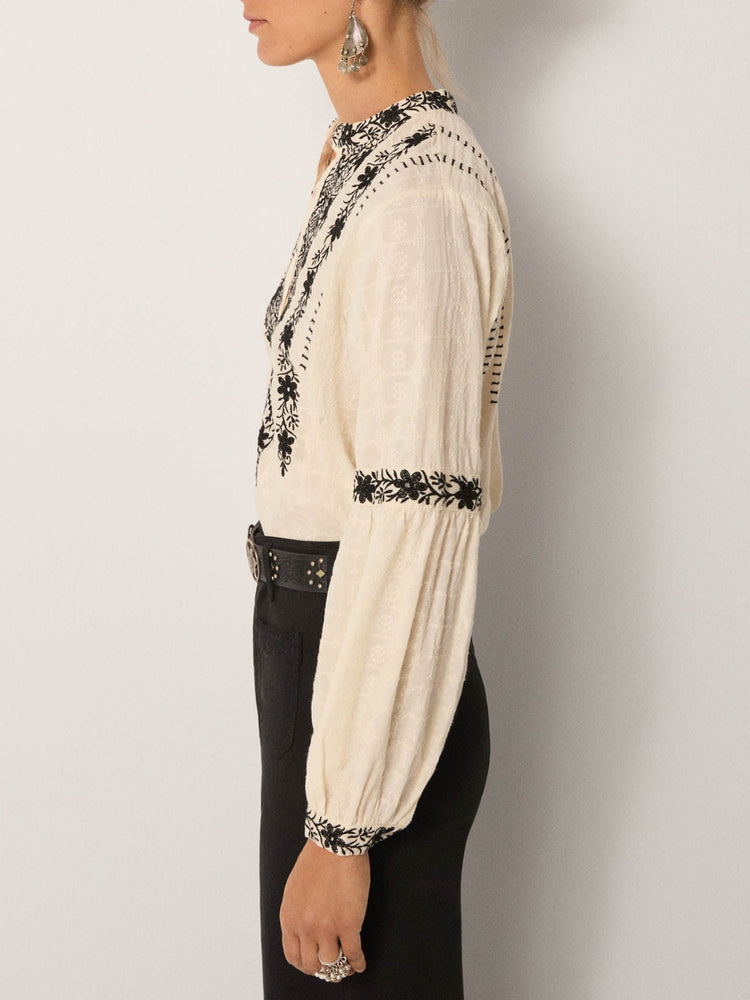 Bruna Orchid Blouse In White Lies