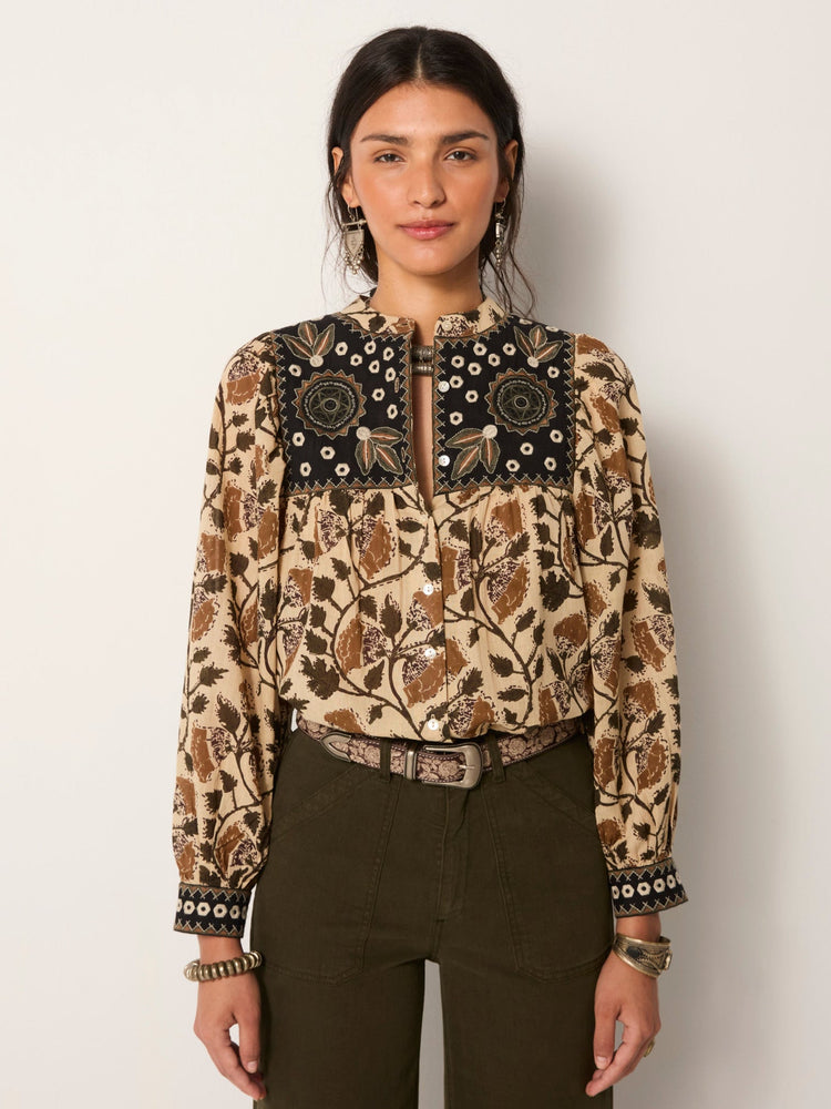Amelia Blouse In Khaki Forest