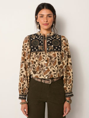 Amelia Blouse In Khaki Forest