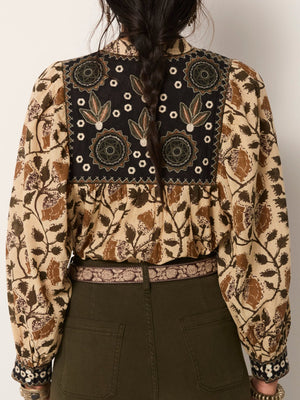 Amelia Blouse In Khaki Forest