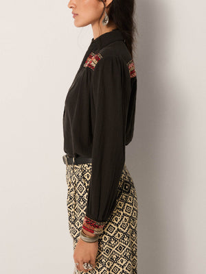 Amrit Blouse In Black with Red Embroidery