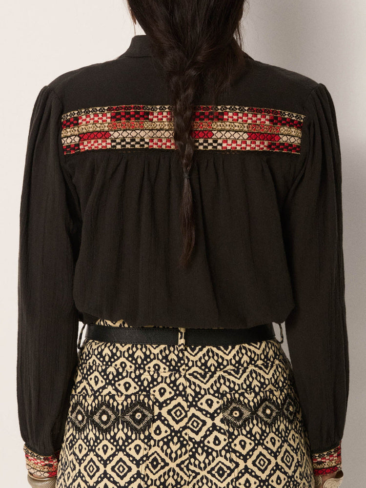 Amrit Blouse In Black with Red Embroidery