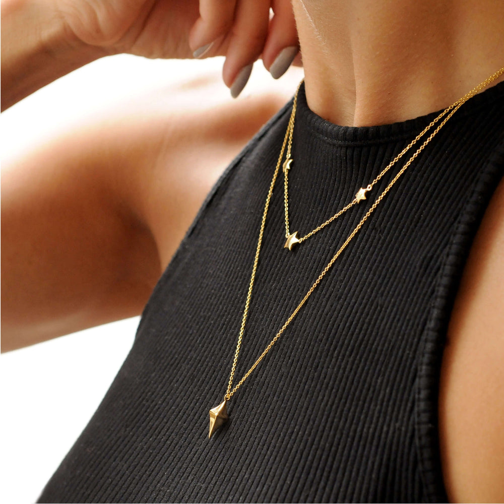 Gold Vermeil Bijou Three Star Necklace