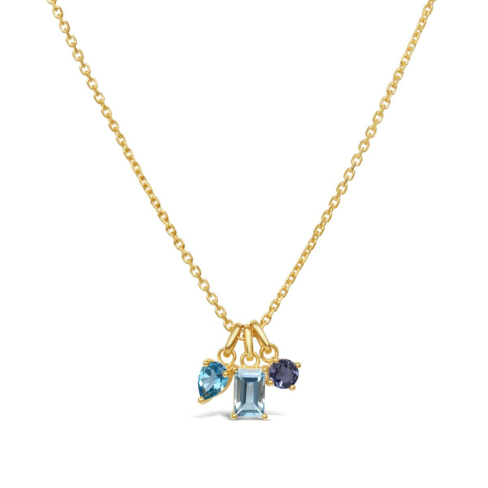 Gold Vermeil Blue Topaz Gem-Set Trilogy Pendant