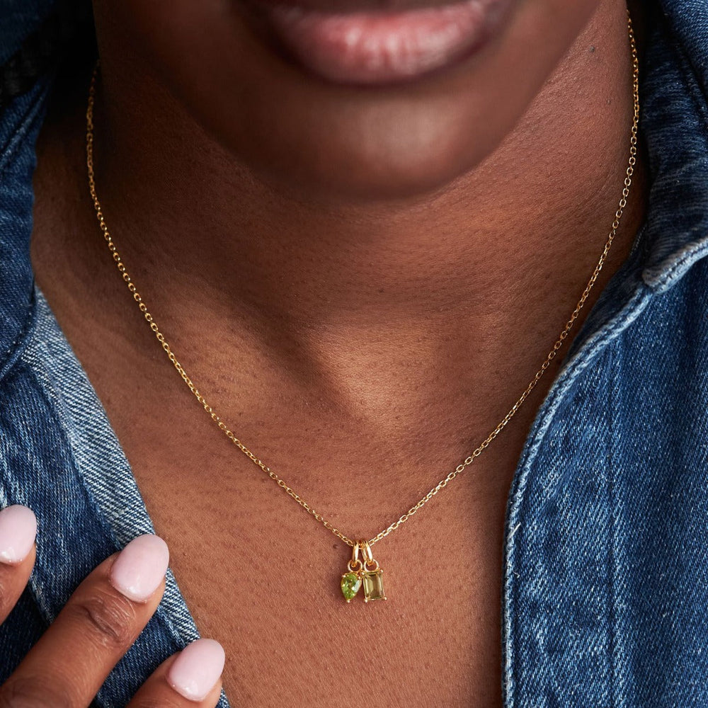 Gold Vermeil Olive Quartz & Peridot Trilogy Pendant