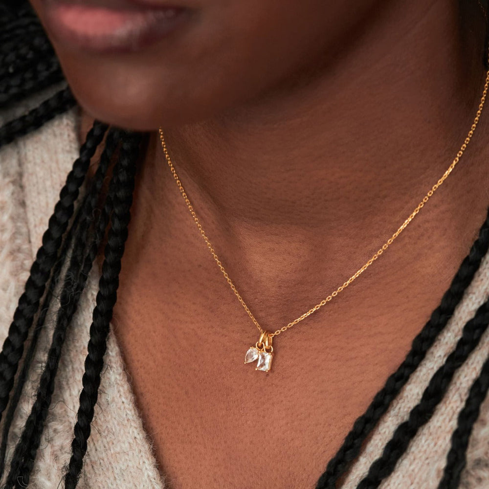 Gold Vermeil White Sapphire Trilogy Pendant