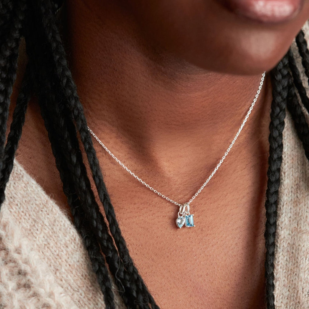Silver Blue Topaz Trilogy Pendant