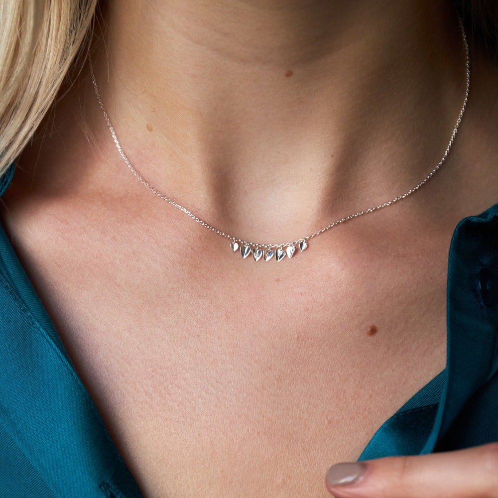 Silver Bijou Folded Heart Necklace