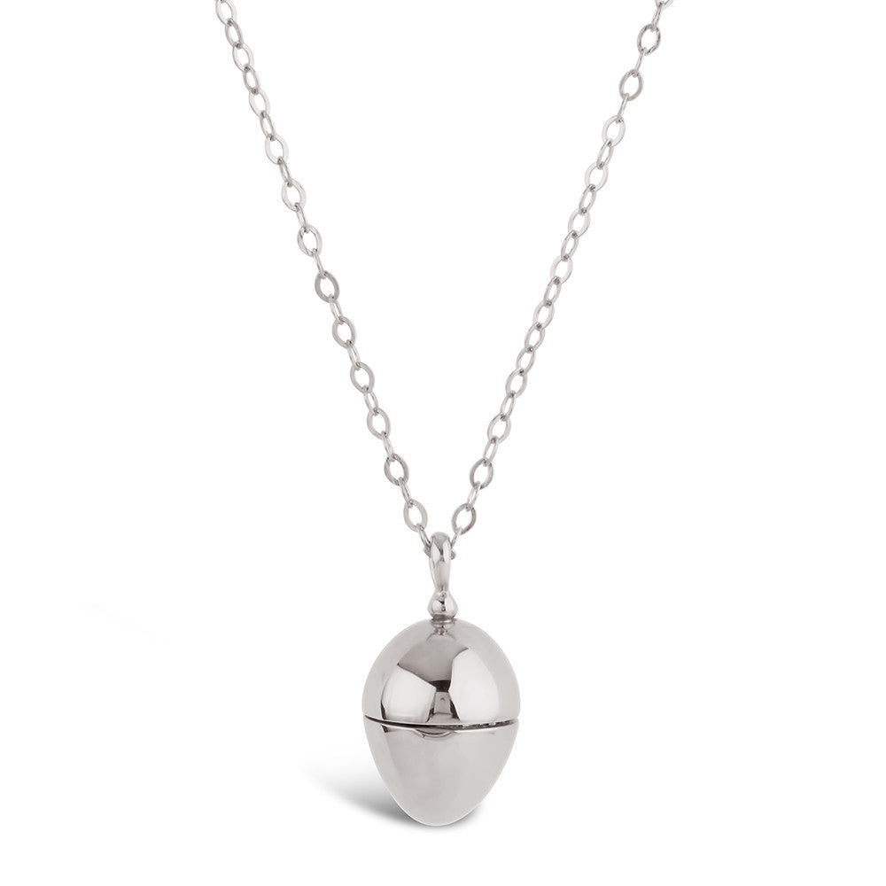 Silver My World Egg Locket with Clover Charm