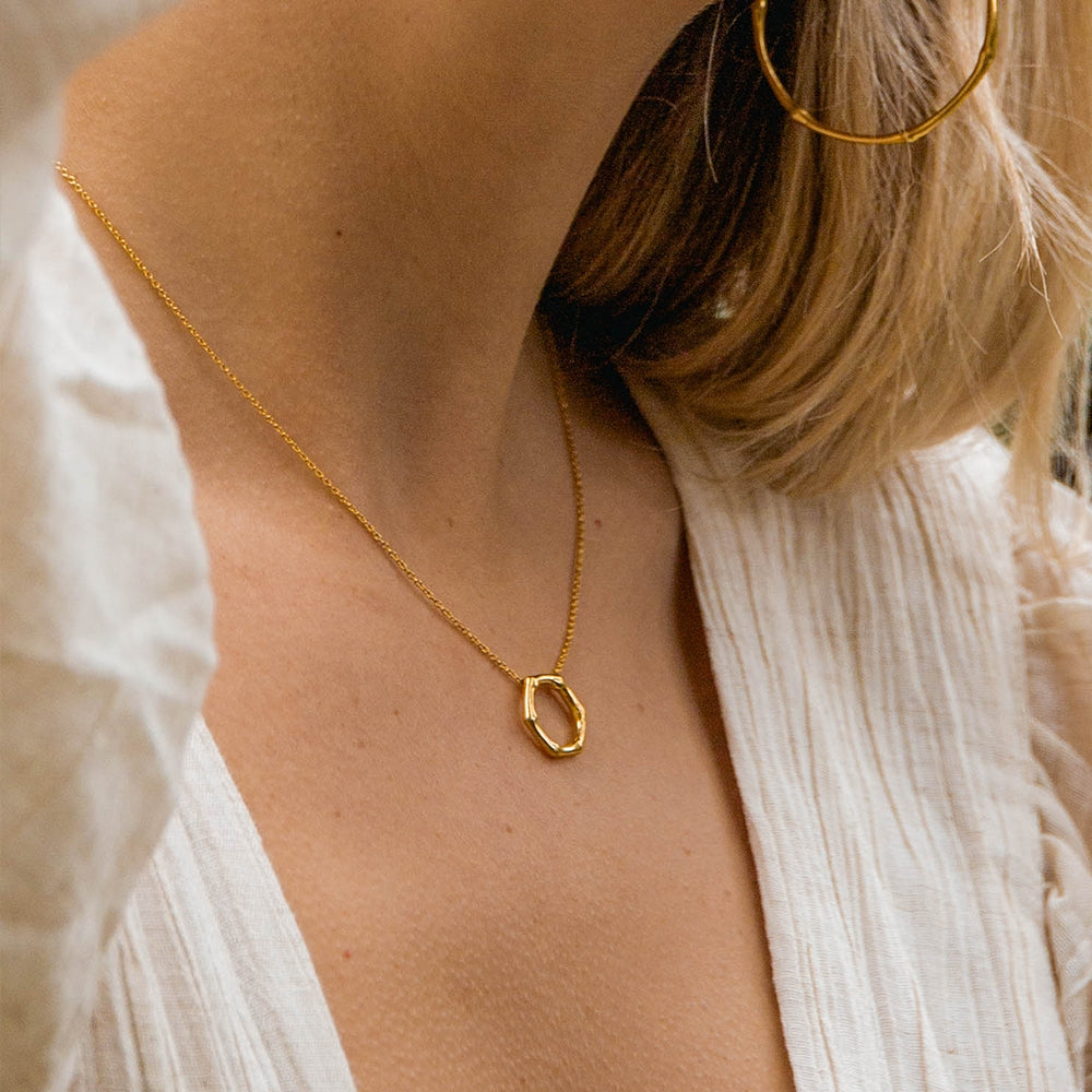 Gold Vermeil Bamboo Round Slider Pendant