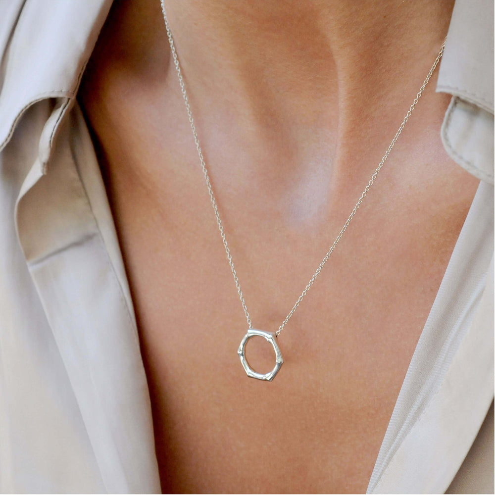 Silver Bamboo Round Slider Pendant