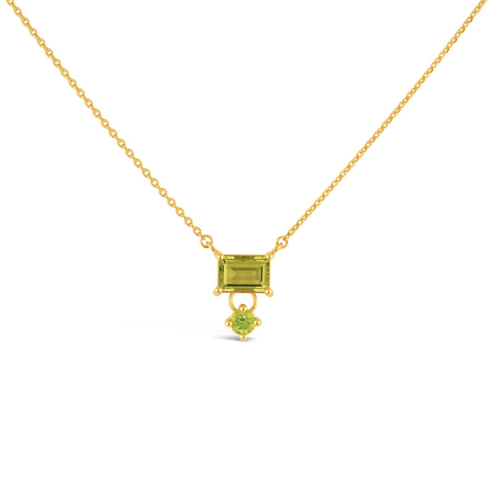 Gold Vermeil Olive Quartz Gem-Set Pendant