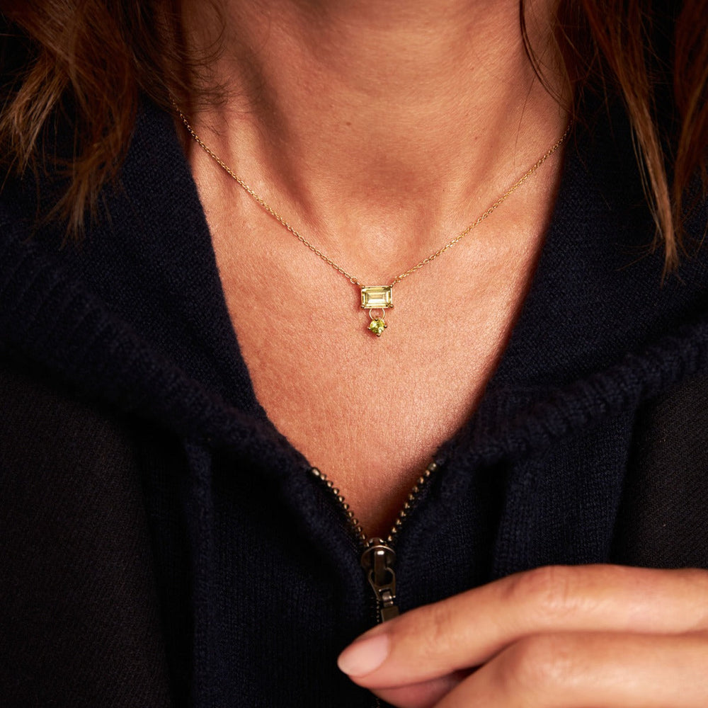 Gold Vermeil Olive Quartz Gem-Set Pendant