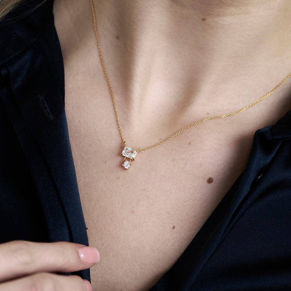 Gold Vermeil White Sapphire Gem-Set Pendant