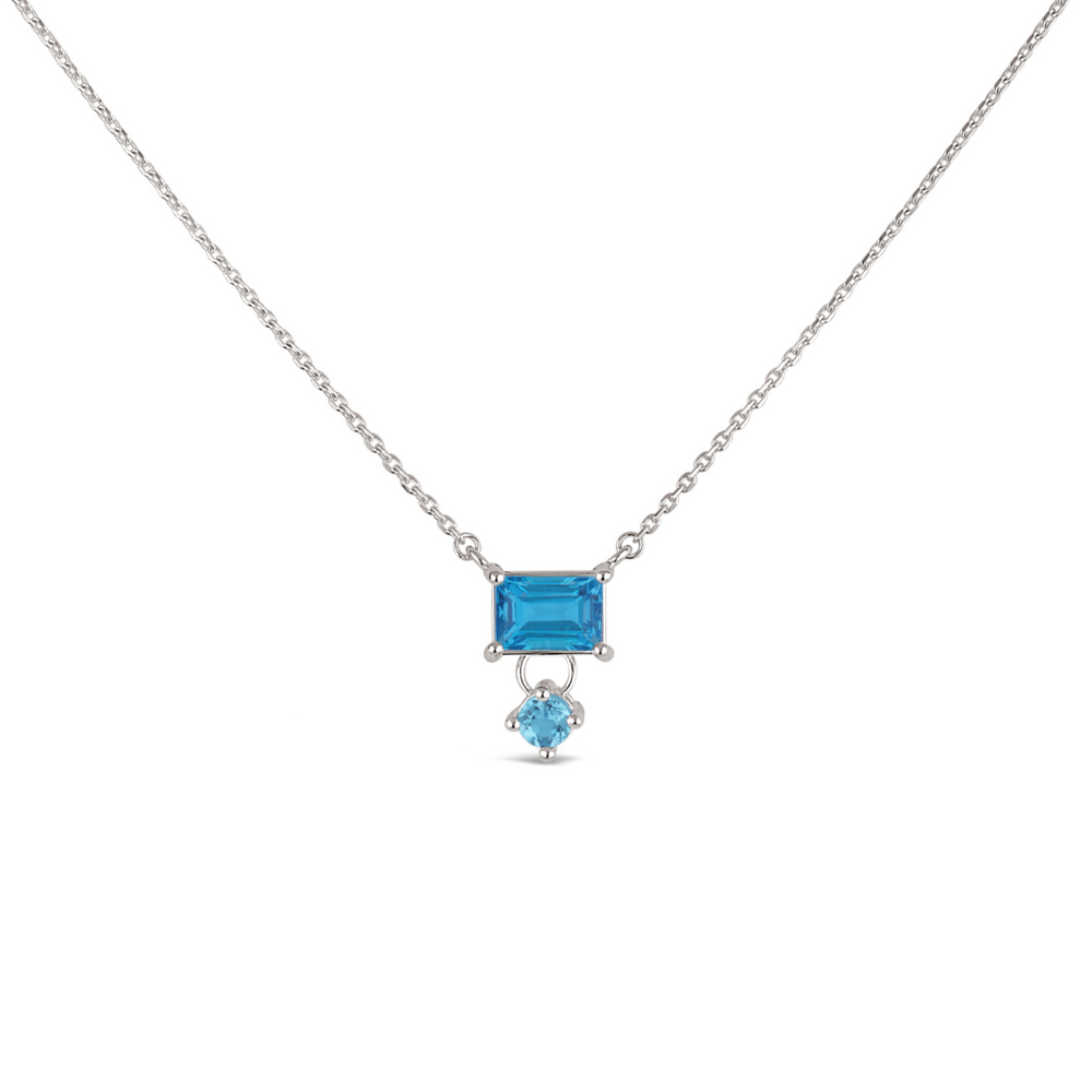 Silver Blue Topaz Gem-Set Pendant