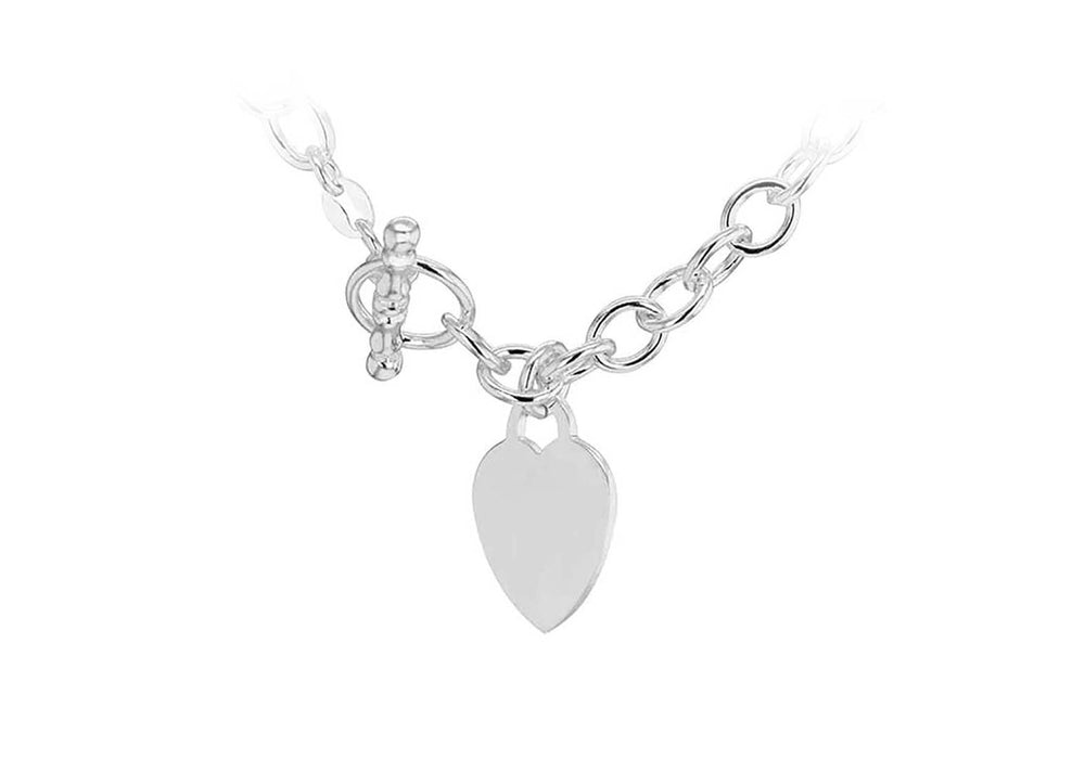 Silver Heart & T-bar Rolo Chain Pendant