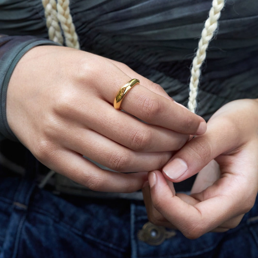 Gold Vermeil Thalassa Faceted Wide Tapering Ring