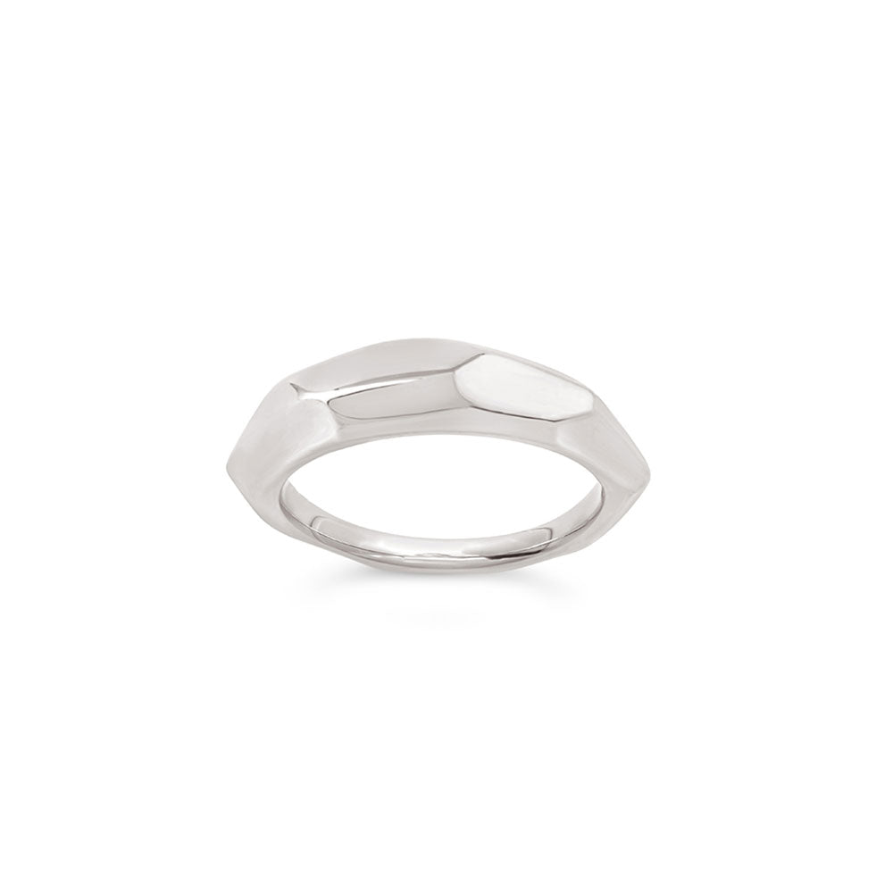Silver Thalassa Faceted Wide Tapering Ring