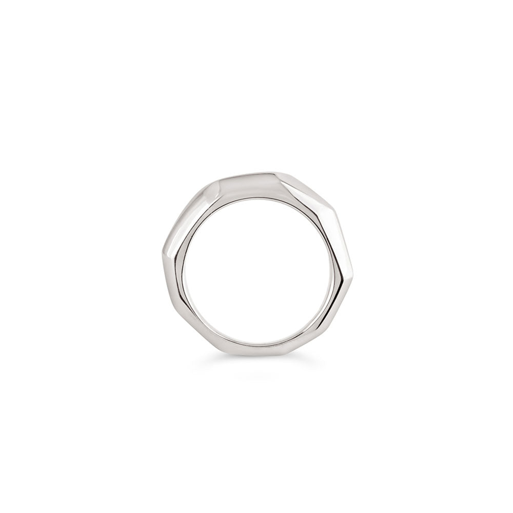 Silver Thalassa Faceted Wide Tapering Ring