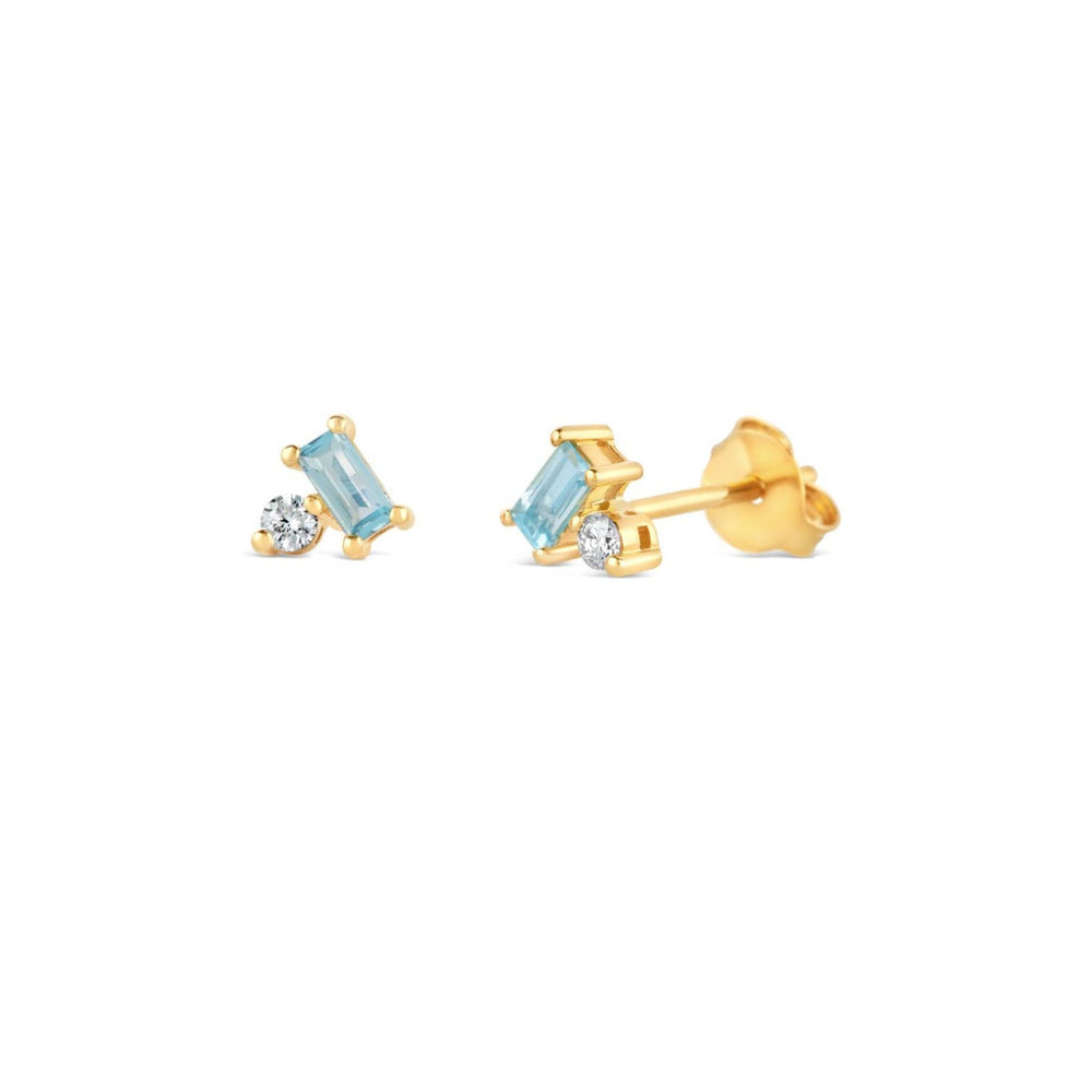 Gold Vermeil Shuga Blue Topaz & Lab-Created Diamond Studs