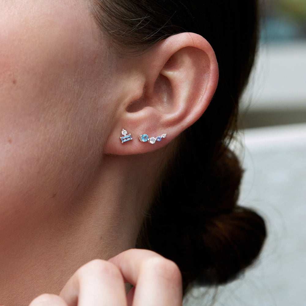 Gold Vermeil Shuga Blue Topaz & Lab-Created Diamond Studs