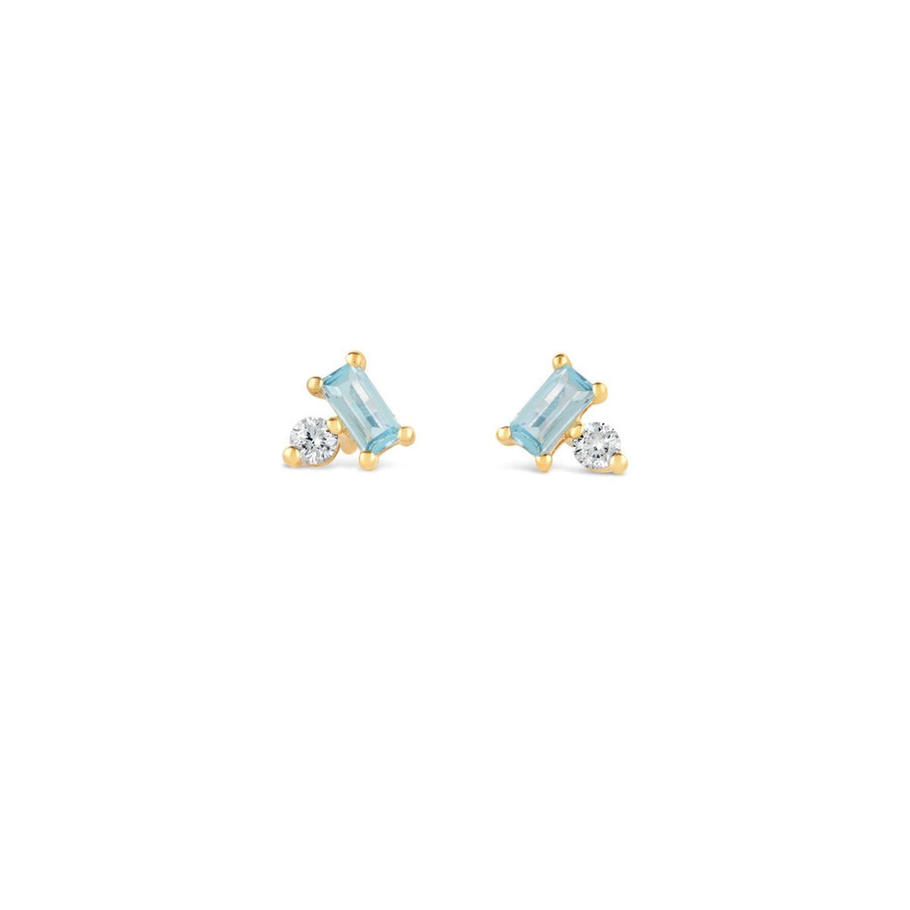 Gold Vermeil Shuga Blue Topaz & Lab-Created Diamond Studs