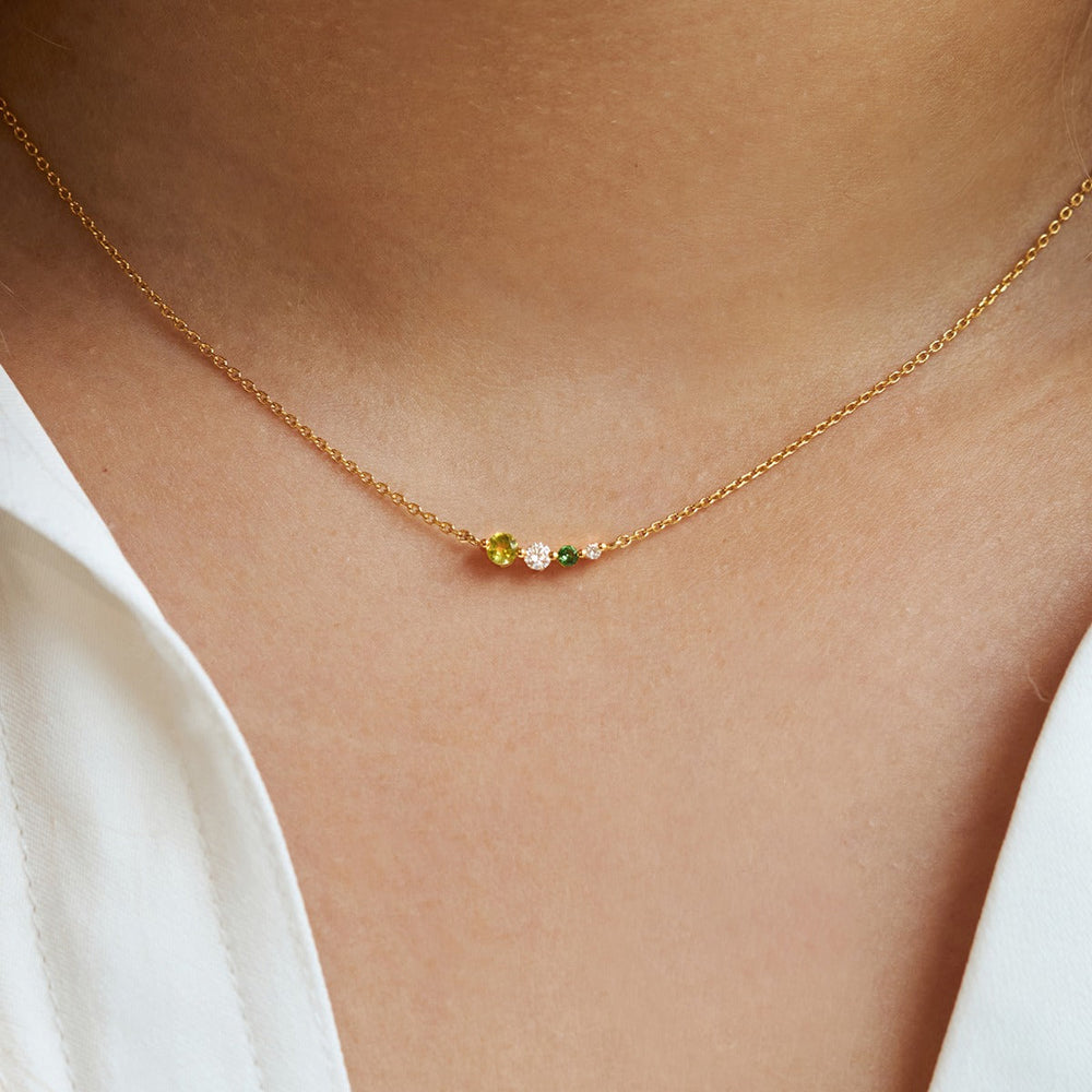 Gold Vermeil Shuga Peridot & Lab-Created Diamond Scoop Necklace