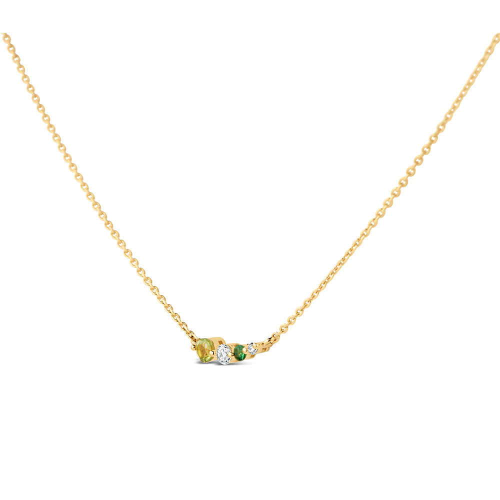 Gold Vermeil Shuga Peridot & Lab-Created Diamond Scoop Necklace