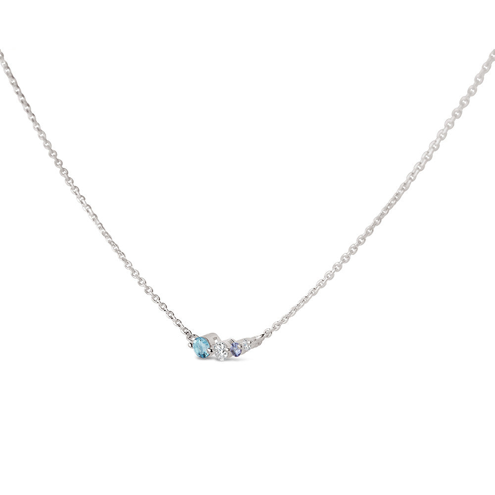 Silver Shuga Blue Topaz & Lab-Created Diamond Scoop Necklace