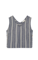 Celestine Sleeveless Blouse in Denim Blue Stripe