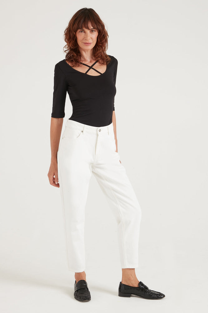 Edith The High Rise Barrel Leg in Milk