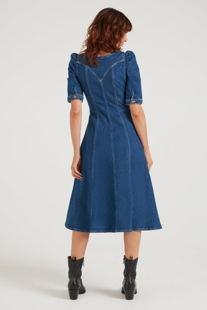 Elena The Princess Cut Button Through Dress in Smarter Than You