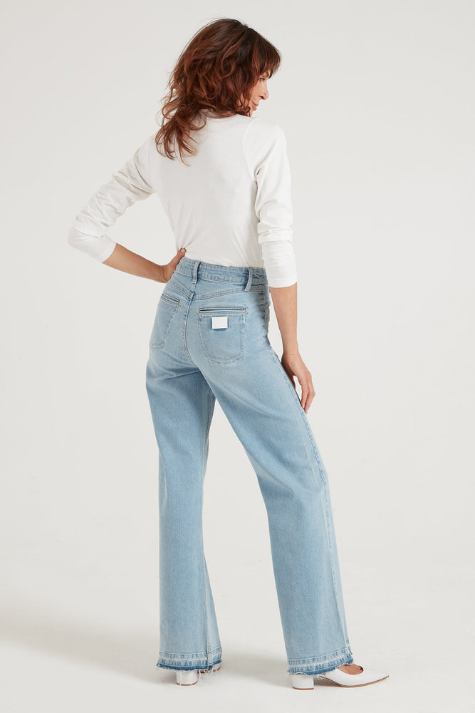 Kate The High Top Patch Pocket Relaxed Wide Leg Jeans in Malibu