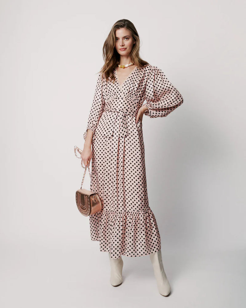 Kenia Dress in Pink Dark Polka