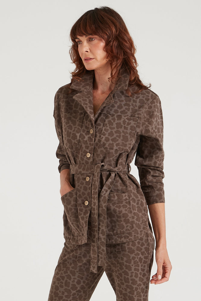 Special Agent Thornton The Belted Field Jacket in Dirty Leopard