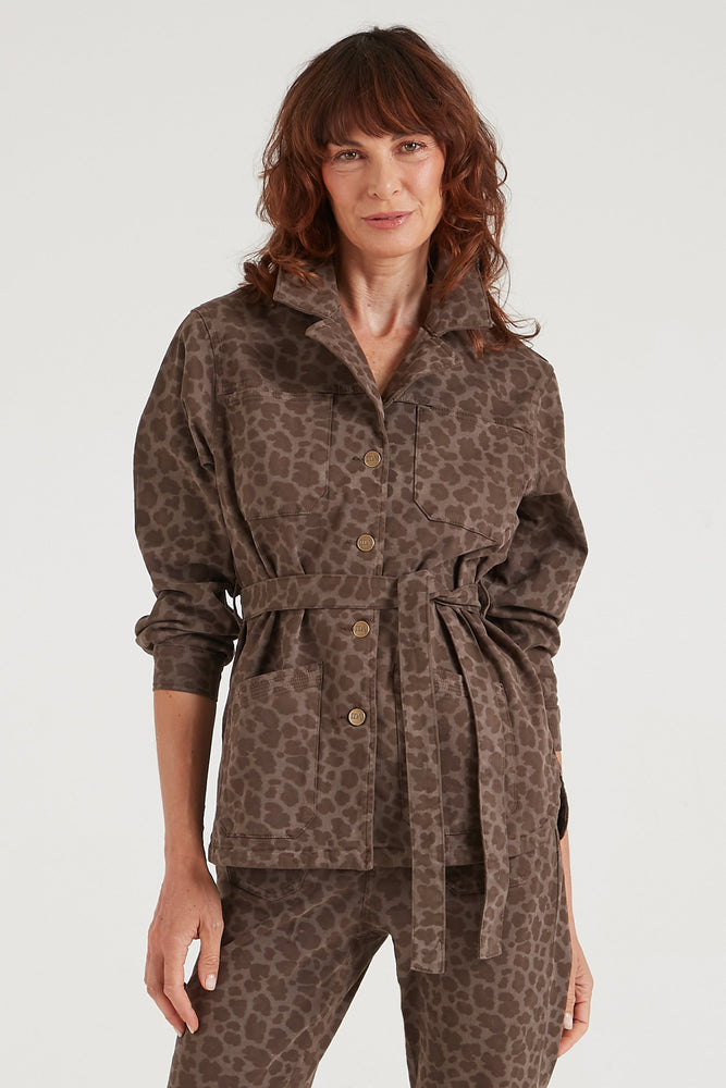 Special Agent Thornton The Belted Field Jacket in Dirty Leopard